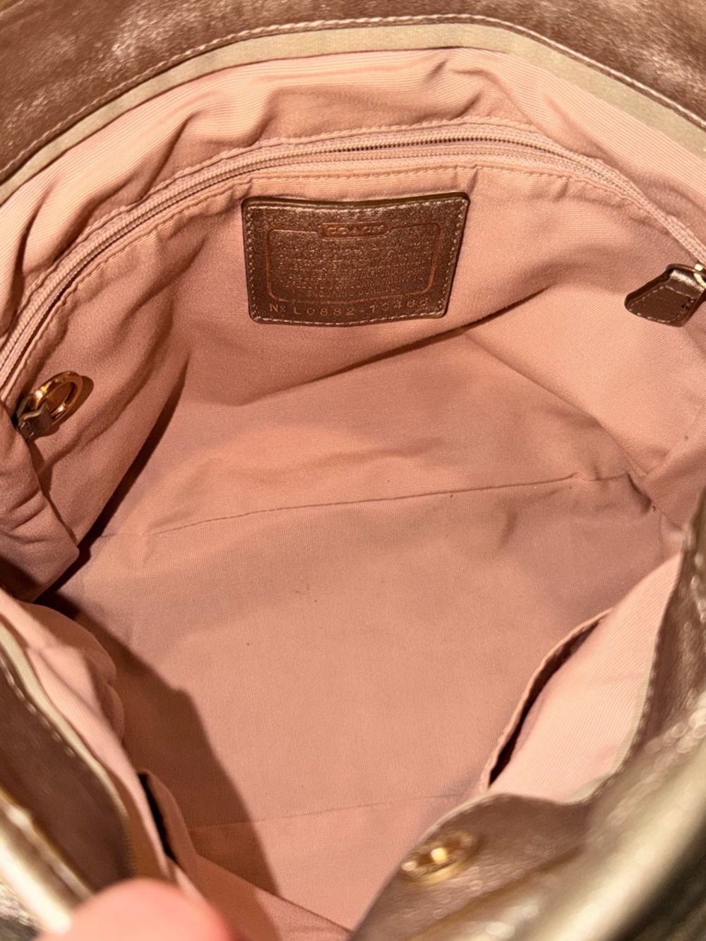 COACH Parker Metallic Champagne Leather Shoulder Tote Bag 13466 - Picture 13 of 15